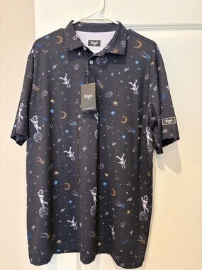 Waggle Men's golf Polo Shirt space print NWT